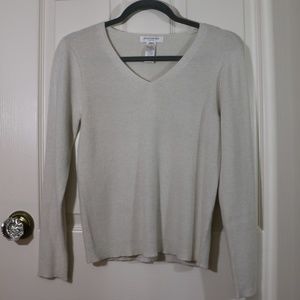 Jones New York White V-neck Sweater
